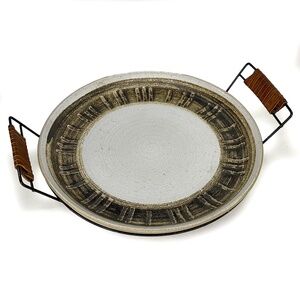 Marshall Studios Gordon Martz 1960s Indiana Stoneware Platter with Wire Holder